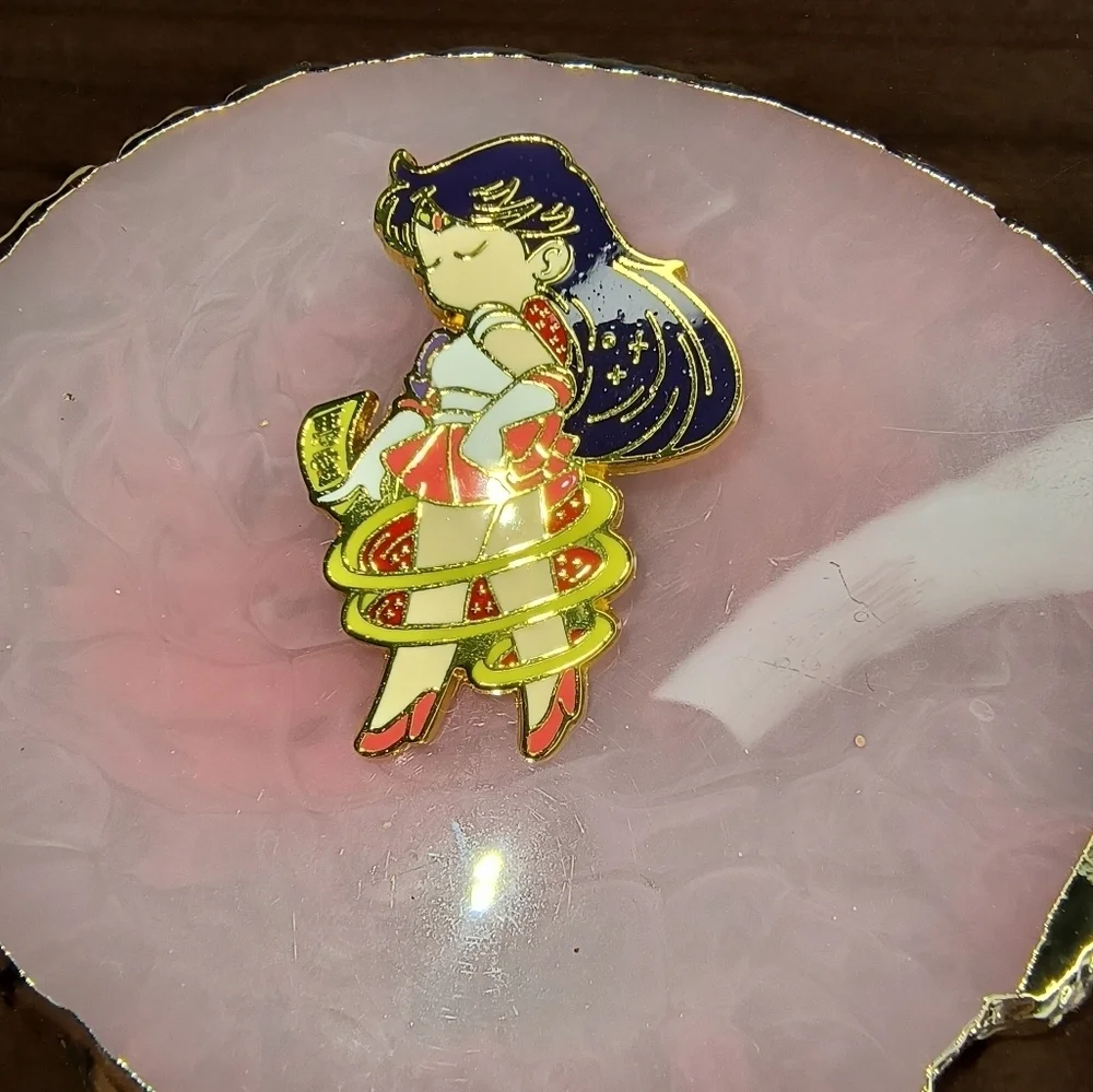 Women’s Jewelry Pretty Sailor Mars Enamel Pin - Red and Gold Moon Anime Manga